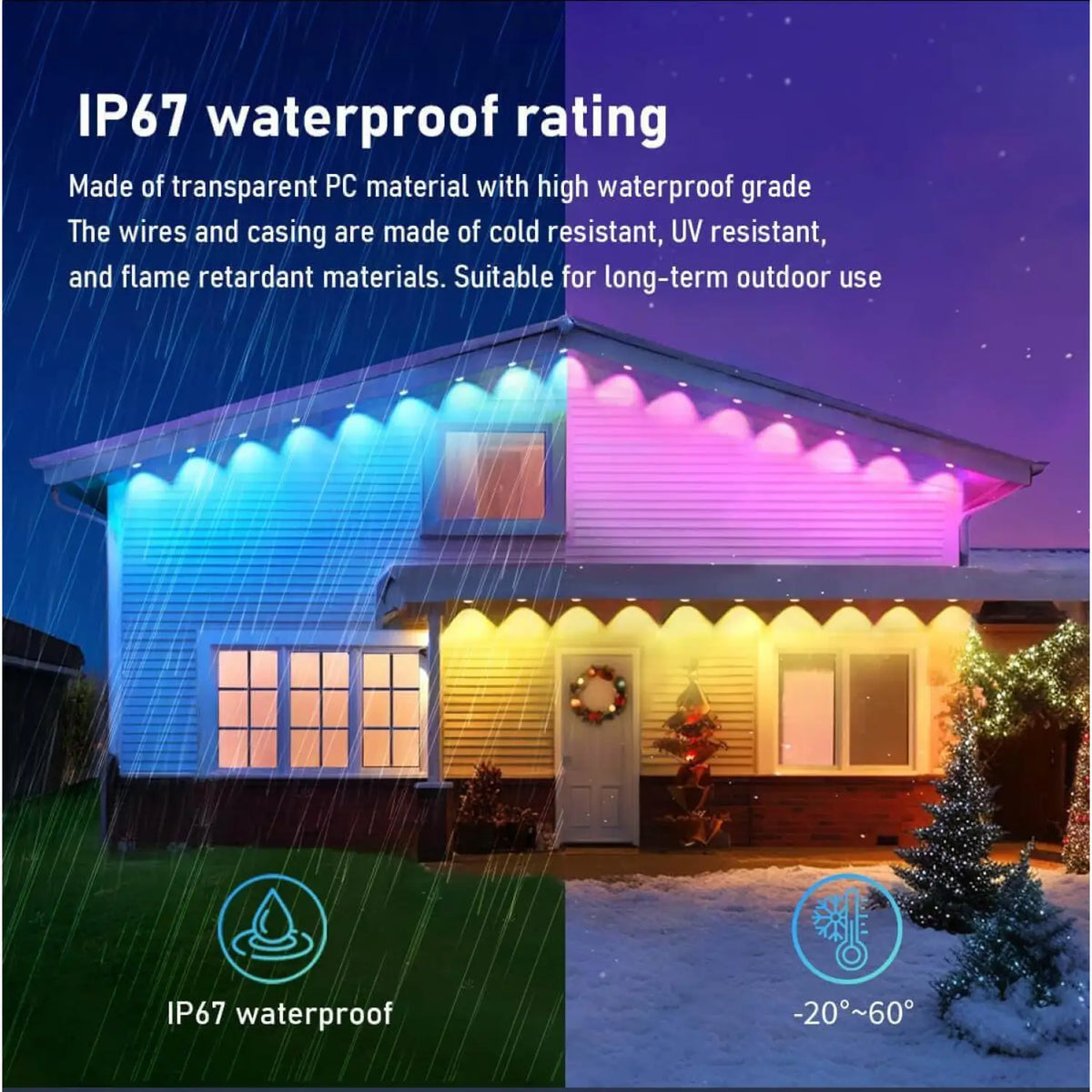 Outdoor LED Light Strip with Bluetooth Control for Eaves and Patios, photo 2 of 9