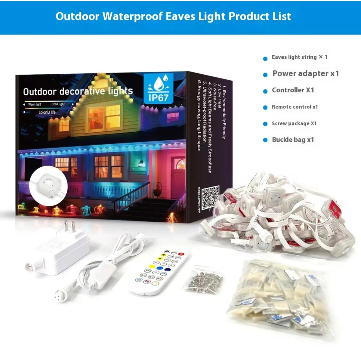 Outdoor LED Light Strip with Bluetooth Control for Eaves and Patios, photo 5 of 9