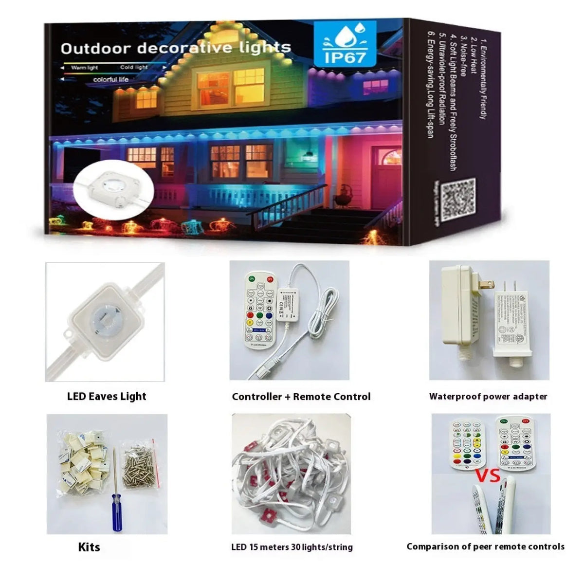 Outdoor LED Light Strip with Bluetooth Control for Eaves and Patios, photo 4 of 9