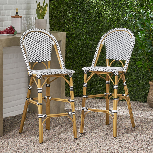 29.5" Outdoor PE Rattan French Barstool, photo 2 of 10