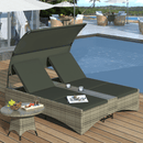 Alora Outdoor Rattan Patio Daybed With Adjustable Backrest, Canopy Roof, Storage Box And Cup Holders (SAK54220) by SAKSBY WHOLESALE