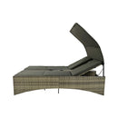 Alora Outdoor Rattan Patio Daybed With Adjustable Backrest, Canopy Roof, Storage Box And Cup Holders (SAK54220) by SAKSBY WHOLESALE