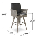 Outdoor Rattan Swivel Barstool With Water Resistant Cushion - Mixed Black / Dark Gray