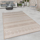 Outdoor Rug for Patio or Balcony Modern flatweave Boho ornaments in Cream Beige