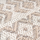 Outdoor Rug for Patio or Balcony Modern flatweave Boho ornaments in Cream Beige