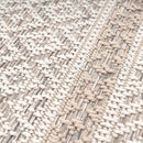 Outdoor Rug for Patio or Balcony Modern flatweave Boho ornaments in Cream Beige