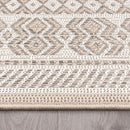 Outdoor Rug for Patio or Balcony Modern flatweave Boho ornaments in Cream Beige