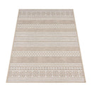 Outdoor Rug for Patio or Balcony Modern flatweave Boho ornaments in Cream Beige