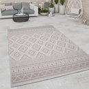 Outdoor Rug for Patio or Balcony Modern flatweave Boho Trellis in Cream Beige