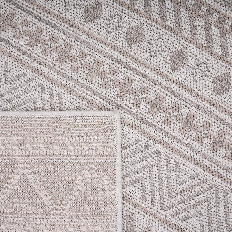 Outdoor Rug for Patio or Balcony Modern flatweave Boho Trellis in Cream Beige