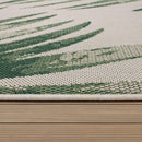 Outdoor Rug Ostende Palm Leaf Design Waterproof - Beige Green