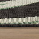 Outdoor Rug Ostende Palm Leaf Design Waterproof - Black Green