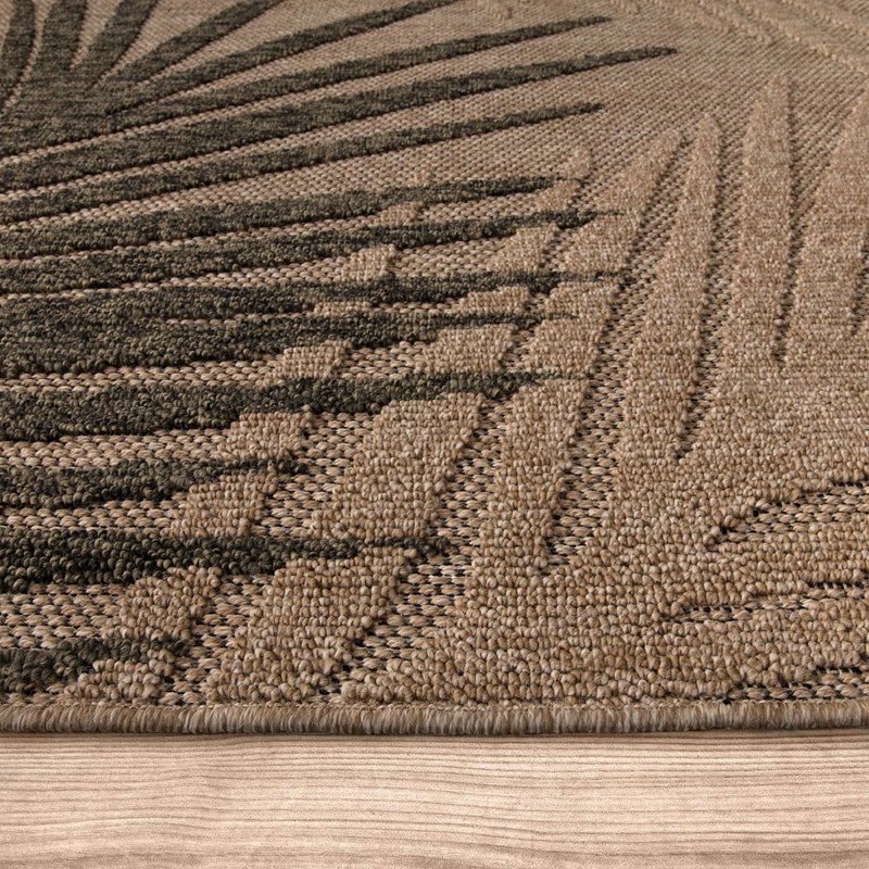 In- & Outdoor Rug Cologne with Modern Leaf Design in Beige