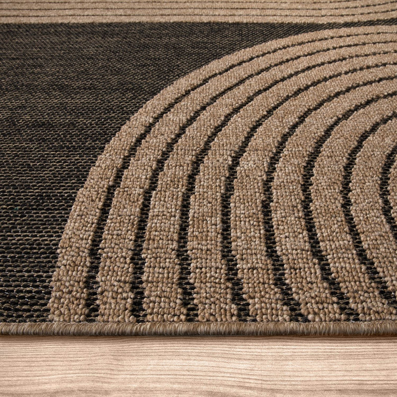 In- & Outdoor Rug Cologne with Modern Lines Design in Beige Black