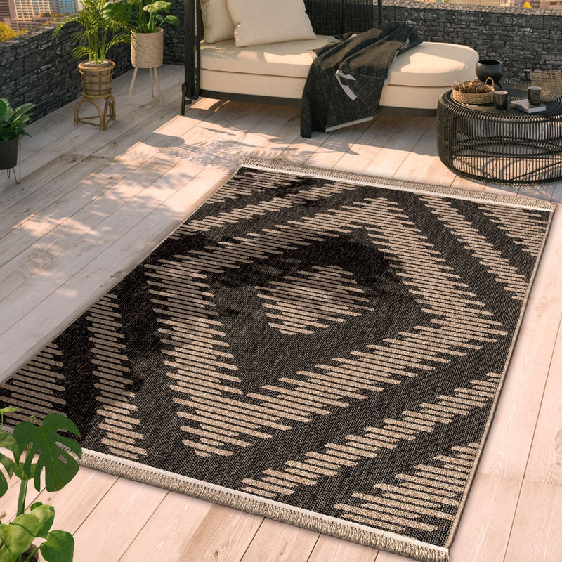 In- & Outdoor Rug Cologne with Bohemian Diamond Pattern