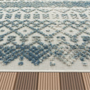 In- & Outdoor Rug Marrakesh High/Low Effect Trellis in Turquoise Cream