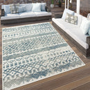 In- & Outdoor Rug Marrakesh High/Low Effect Trellis in Turquoise Cream