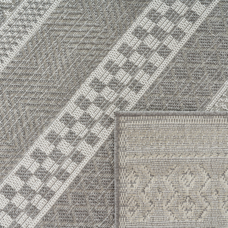 Outdoor Rug Vermont Modern Boho Ornaments in White Grey