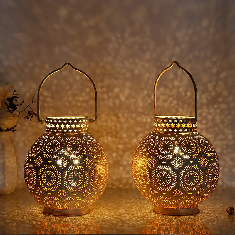 Set of 2 7'' Moroccan Lamps (white), photo 3 of 5