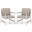 2 Packs Patio Aluminum Sofa with Wicker Backrest and Armrests by LJGDeals