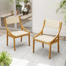 Teak Wood Outdoor Dining Chair with Webbing Seat by LJGDeals
