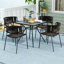 32 x 32 Inch Heavy-Duty Outdoor Dining Table with Umbrella Hole for 4 Persons-Gray by LJGDeals