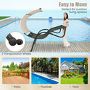 Outdoor Double Chaise Lounge Chair with Sunshade Canopy and Headrest Pillows-Black by LJGDeals