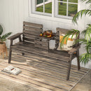 Outdoor Fir Wood Bench with Foldable Middle Table by LJGDeals