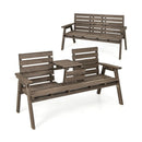 Outdoor Fir Wood Bench with Foldable Middle Table by LJGDeals