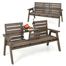 Outdoor Fir Wood Bench with Foldable Middle Table by LJGDeals
