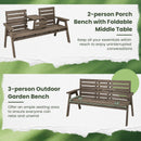 Outdoor Fir Wood Bench with Foldable Middle Table by LJGDeals