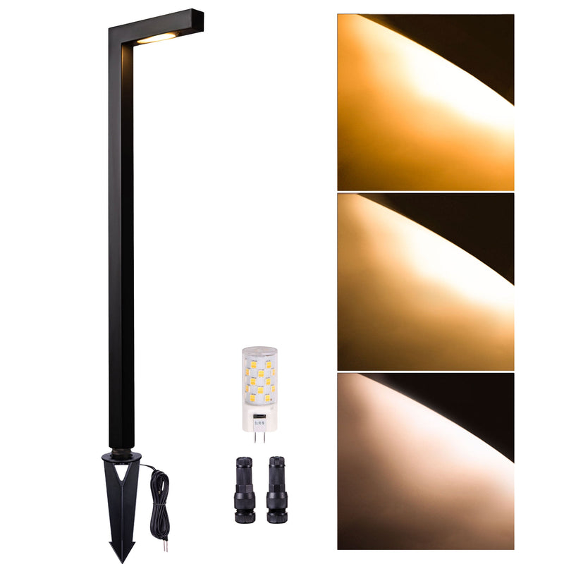 Gardenreet Solid Brass Low Voltage Landscape Path Light, 12V LED Outdoor Accent Pathway and Area Light(Modern L-shape 2404)