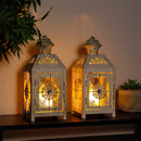 Set of 2 Decorative Lanterns 9.5" High Metal Candle Lanterns by JHY DESIGN