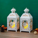 Set of 2 Decorative Lanterns 9.5" High Metal Candle Lanterns by JHY DESIGN