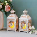 Set of 2 Decorative Lanterns 9.5" High Metal Candle Lanterns by JHY DESIGN