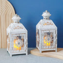 Set of 2 Decorative Lanterns 9.5" High Metal Candle Lanterns by JHY DESIGN
