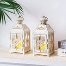 Set of 2 Decorative Lanterns 9.5" High Metal Candle Lanterns by JHY DESIGN