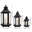 Set of 3 18''&13"&10"High Black Hexagonal Decorative Hanging Lantern