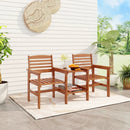 Outdoor Patio Wood 2-Seat Conversation Set with Coffee Table and Umbrella Hole by LJGDeals