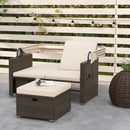 Outdoor Patio Rattan Daybed with Retractable Canopy and Adjustable Backrests by LJGDeals
