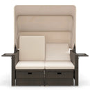 Outdoor Patio Rattan Daybed with Retractable Canopy and Adjustable Backrests by LJGDeals