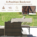 Outdoor Patio Rattan Daybed with Retractable Canopy and Adjustable Backrests by LJGDeals