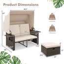 Outdoor Patio Rattan Daybed with Retractable Canopy and Adjustable Backrests by LJGDeals