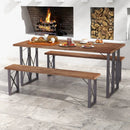 Outdoor Picnic Bench Set Solid Acacia Wood Patio Rectangular Benches by LJGDeals