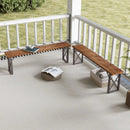 Outdoor Picnic Bench Set Solid Acacia Wood Patio Rectangular Benches by LJGDeals