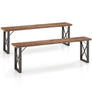 Outdoor Picnic Bench Set Solid Acacia Wood Patio Rectangular Benches by LJGDeals