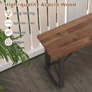 Outdoor Picnic Bench Set Solid Acacia Wood Patio Rectangular Benches by LJGDeals