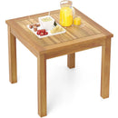 Outdoor Side Table Teak Wood End Table Square Patio Snack Coffee Table by LJGDeals