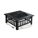 32 Inch 3 in 1 Outdoor Square Fire Pit Table with BBQ Grill and Rain Cover for Camping by LJGDeals