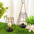 Set of 2 Cage Bulb Lantern Decorative Table Lamps